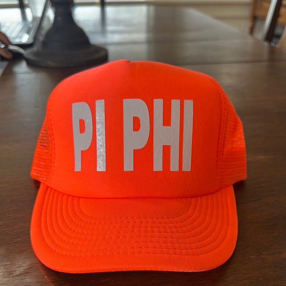 ➰Bright Orange PI PHI sorority Trucker Hat
